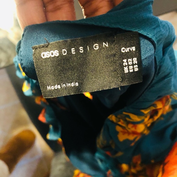 NWT ASOS Curve pleated bodice midi dress with tiered skirt and lace back detail. - Picture 6 of 7